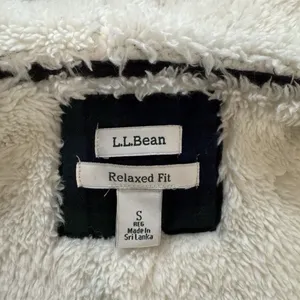 LL Bean Scotch Plaid Flannel Shirt Sherpa Lined Zip Hoodie Jacket Blue Green S thumbnail 13