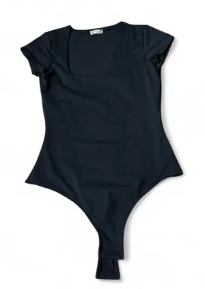 Intimately Free People Black Square Neck Short Sleeve‎ Thong Bodice XS Bodysuit thumbnail 1