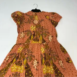 ULLA JOHNSON Remi Printed Tiered Midi Dress In Orange Cotton In Brown Size 2 thumbnail 5
