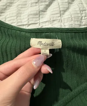 Madewell Green Ribbed Sweetheart Top thumbnail 3