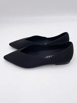 Vivaia Vienna Pointed-Toe V-Cut Ballet Flats Black Knit Women's Size 38.5 US 7.5 thumbnail 6