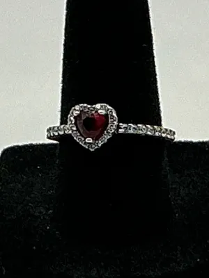 Pandora Red Heart Halo Sterling Silver Ring Size 6.5 thumbnail 2