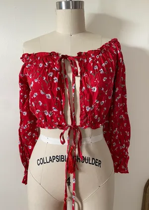 LF Red Mint Vanilla off The Shoulder Top thumbnail 1