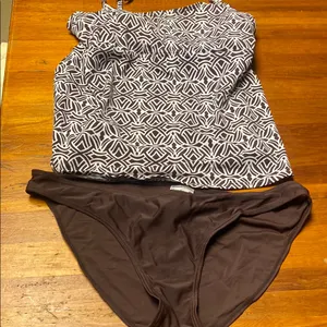 Motherhood Maternity Brown and White Bikini Set thumbnail 1