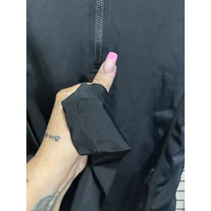 Athletic 1/4 Zip Activewear Top Tie Sides Size M‎ Black Thumb Holes thumbnail 5