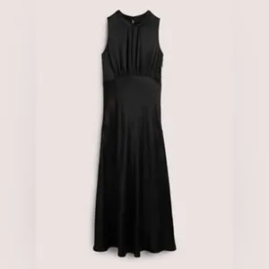 NWT BODEN Bias Cut black satin maxi midi tea slip dress spring high neck thumbnail 4