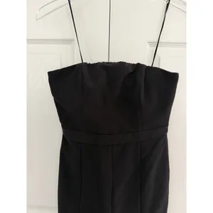 NBD Leena Strapless Black Crepe Jumpsuit Split Hem Straight Leg Cocktail Evening thumbnail 5