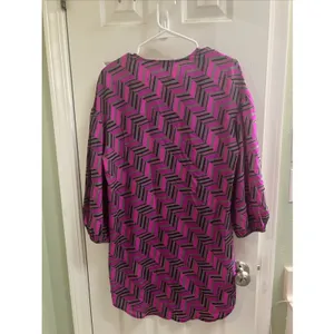 Trina Turk Dress Sz‎ 2 Women's Pink Black Silk Sheath Elegant Work Church Shirt thumbnail 2