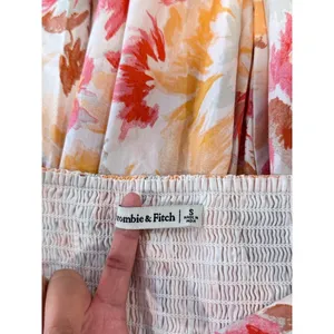 Abercrombie Fitch Womens Dress Peach Ruched Bodice Puff Sleeve Mini A Line Small thumbnail 4