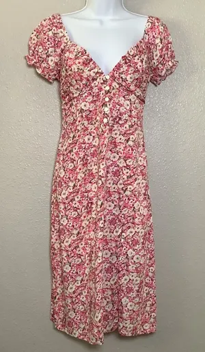 Hello Molly‎ Stunning Stella Midi Dress Pink M Cottagecore Coquette Feminine thumbnail 1