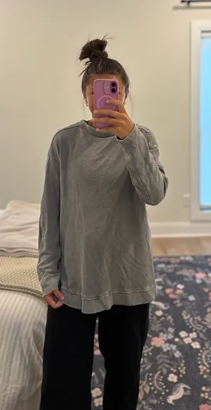 Pilcro by Anthropologie Grey Washed Crewneck Size Meidum thumbnail 1