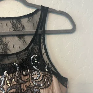Miss Me silk blend sequined lace peplum babydoll tank blouse size medium y2k thumbnail 4