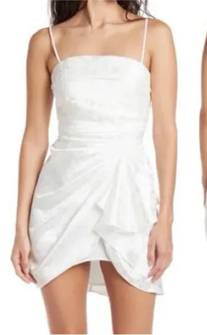 Ronny Kobo June Floral Jacquard Draped Mini Dress in White Size Small Bridal thumbnail 1