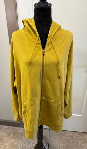 Eddie Bauer Mustard‎ Yellow Full Zip Hoodie Sweatshirt Hooded Spring Summer XLT thumbnail 1