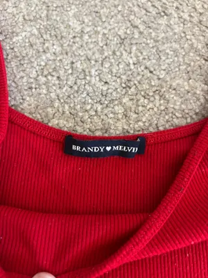 Brandy Melville Red Tank Top Cropped thumbnail 3
