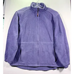 LL Bean Women Purple /Lilac FleeceJacket cinch at waist pockets mock neck Large thumbnail 1