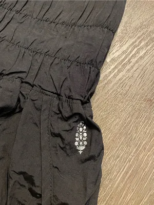 Free People The Way Home Black Smocked High-Waist Athletic Shorts Large thumbnail 4