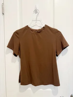 SKIMS Fits Everybody Short Sleeve Tee in Cocoa size XL Crewneck Brown thumbnail 4