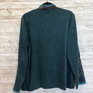 Vintage Nancy Bolen City Girl Womens M Silk Cardigan Teal‎ Tapestry Embroidered thumbnail 5