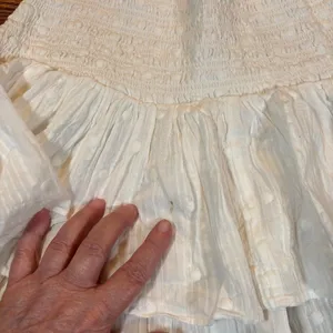J Crew Tiered Smocked Mini Skirt‎ Large White Floral Boho European thumbnail 4