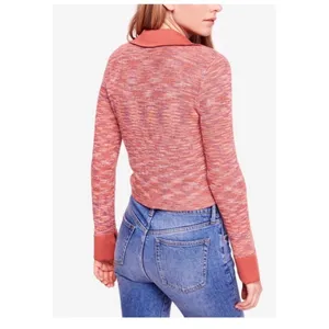 Free‎ People Making Memories Collared Sweater Women's Size L Orange Preppy thumbnail 9