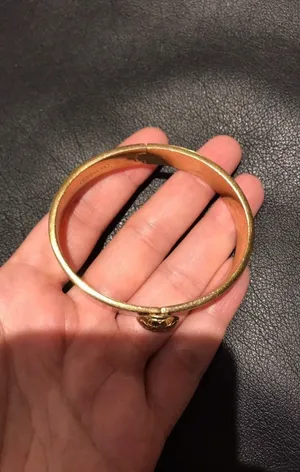 Coach Vintage Enamel Bangle Geometric Cube Square Print secure closure Cuff Bracelet Gold .5 wide band jewelry retro preppy minimalist thumbnail 3
