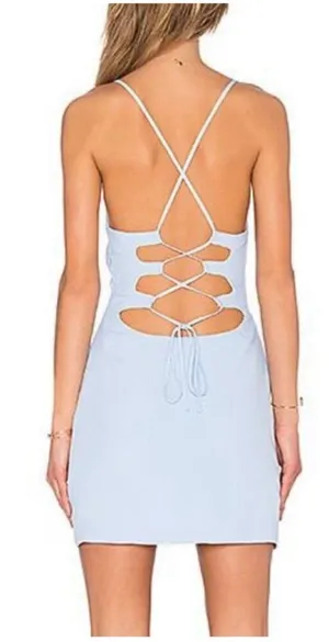 NBD Dress Women Small Blue Lace Up Back Fit And‎ Flare Mini Party Cocktail thumbnail 1