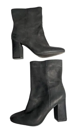 Lucky Brand Walwyn Black Leather Almond Toe Block Heel Mid Calf Boots Sz 8 thumbnail 1