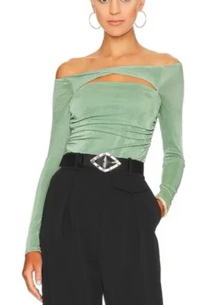 Not Yours To Keep‎ Marilla Bodysuit Long Sleeve Sage Green Revolve Size Medium thumbnail 1