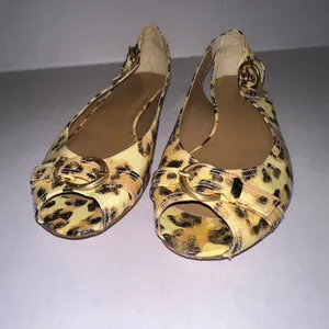 Stuart Wietzman Leather Animal Print Peep Toe Slip On‎ Flats Shoes Womens 7.5 M thumbnail 5