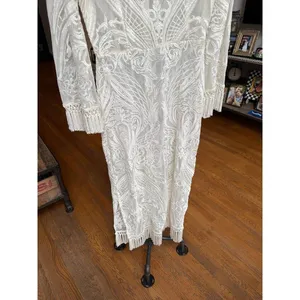Boston Proper long sleeve lace grunge dress a white embroidered lace women's 6 thumbnail 3