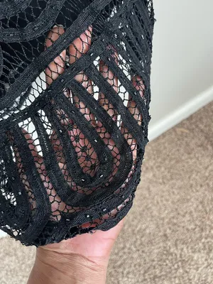 CACHE | Black Beaded Lace Midi Dress Sz S thumbnail 5