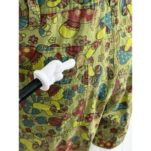 Vintage Jayli Women’s Mushroom Print Overall Shorts Retro Boho Hippie Size XL thumbnail 7