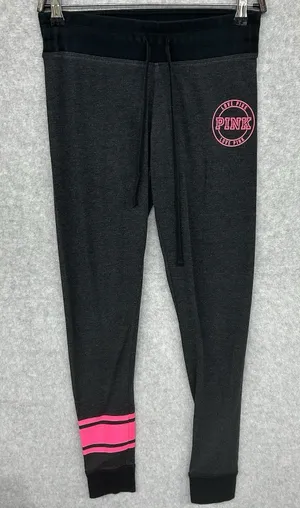Victorias Secret PINK Yoga Leggings Charcoal Gray Pink Stripe Slim Joggers Small thumbnail 1