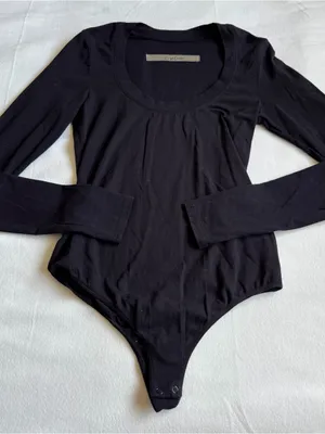 Enza Costa Scoop Neck Supima Cotton Long Sleeve Bodysuit thumbnail 1