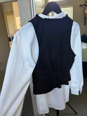 Allegra K White Gathered Keyhole Neck Blouse thumbnail 4