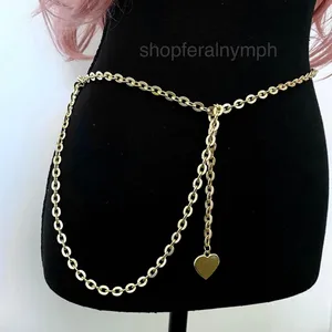 Gold Y2K Heart Charm Flat Link Draped Chain Belt, Fits Up to 48 Inches, X7GA1369 thumbnail 4
