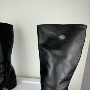 Vtg Y2K Harley Davidson Black Leather Tall Pavement Boots Sz 7.5 Chunky Moto thumbnail 12
