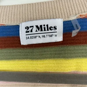 27 Miles Malibu Rainbow Stripe Button Down V Neck Knit Preppy Cardigan Sweater L thumbnail 3