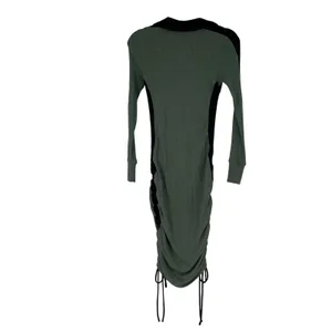 Daily Practice Grewn Ribbed Contrast‎ Collar Ruched Bodycon Dress XS Athleisure thumbnail 2