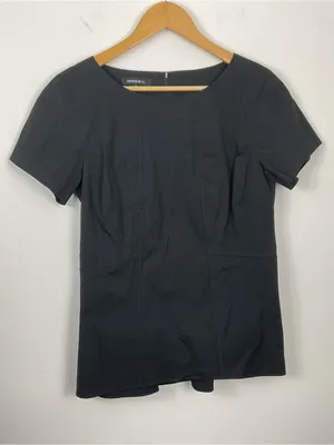 Lafayette 148 Black Short Sleeve Blouse Womens Size 6 thumbnail 1