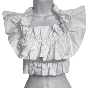 DO + BE White Ruffle Off/On the Shoulder Smocked Crop Top NWT Size Small‎ thumbnail 2
