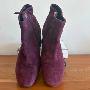 White House Black Market Zeek Plum Suede Studded‎ Block Heel Ankle Boots 7.5M thumbnail 3