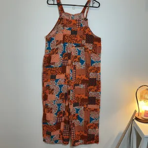 Vtg Patchwork Paisley Wide‎ Leg Overalls Jumpsuit Boho Festival Cottagecore S/M thumbnail 2