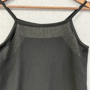 Vocal USA Studded Ribbed Tank Top Cami Womens Medium Black‎ Rocker Punk Grunge thumbnail 3