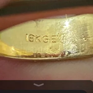 Vintage 18KGE Gold Electroplated Pave Baguette Clear Stones Flat Top Unisex Ring thumbnail 14