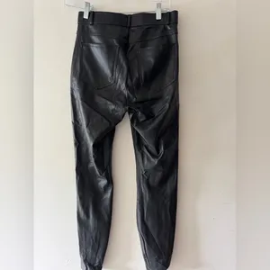 Zara Black Faux Leather‎ Skinny Pants Zipper Split Bottom thumbnail 3