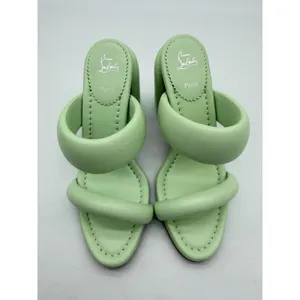 Christian Louboutin Inflama Sab 85 Leather Heels Sandals 38.5 Studio Green $945 thumbnail 3