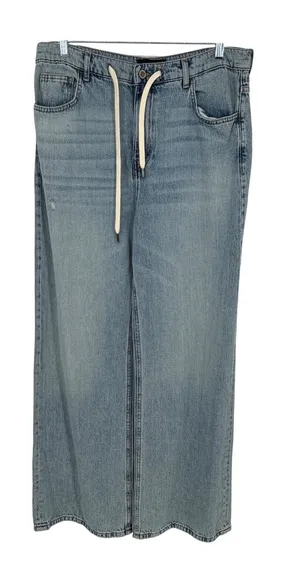 Zara Low Rise‎ Wide Leg Jeans US 6 MEX 28 Drawstring Light Wash Baggy Skater thumbnail 1