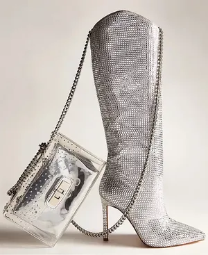 NWT Steve Madden Violetta-R rhinestone-covered stiletto knee-high boots. Size 9 thumbnail 4